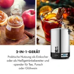 KonfiStar 40 Digital Einkocher Getränkespender 2500W 40L 100°C 180min 18 KonfiStar 40 Digital Einkocher Getränkespender 2500W 40L 100°C 180min -Klarstein 10034239 de 0007 logo