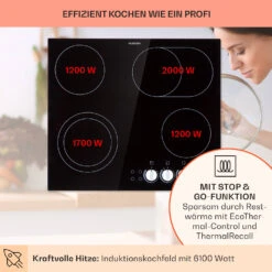 EasyCook Keramikkochfeld 6100W Drehregler Schwarz -Klarstein 10034604 de 0003 usp
