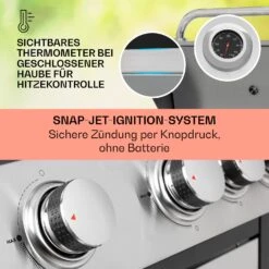 Tomahawk Gasgrill 4x3,6 KW + 2,7 KW Brenner 66x43,5 Cm Grill Edelstahl 13 Tomahawk Gasgrill 4x3,6 KW + 2,7 KW Brenner 66x43,5 Cm Grill Edelstahl -Klarstein 10034710 de 0004 usp