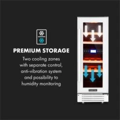 Vinovilla 17 Built-In Duo Zweizonen-Weinkühlschrank 53l 17 Fl. 3-Farben Glastür -Klarstein 10034725 yy 0007 logo Klarstein Vinovilla 17 2 Zonen Weinkuehlschrank weiss