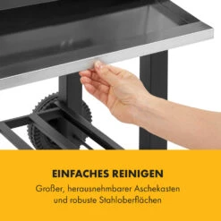 Meat Machine Holzkohlegrill BBQ 45x32,5cm Thermometer Bodenrollen 18 Meat Machine Holzkohlegrill BBQ 45x32,5cm Thermometer Bodenrollen -Klarstein 10034819 de 0008 logo