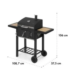 Meat Machine Holzkohlegrill BBQ 45x32,5cm Thermometer Bodenrollen 19 Meat Machine Holzkohlegrill BBQ 45x32,5cm Thermometer Bodenrollen -Klarstein 10034819 yy 0009 logo Klarstein Meat Machine Holzkohlegrill schwarz