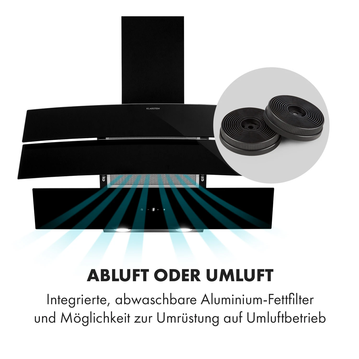 Antonia Dunstabzugshaube Kopffrei 90cm 350m³/h Touch-Bedienfeld Glas 5 Antonia Dunstabzugshaube Kopffrei 90cm 350m³/h Touch-Bedienfeld Glas – Bild 3