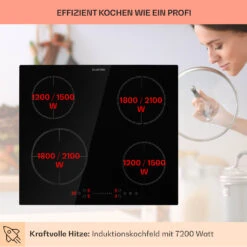 Virtuosa EcoAdapt Induktionskochfeld 4 Zonen 7200W Glas Schwarz -Klarstein 10034948 de 0003 usp