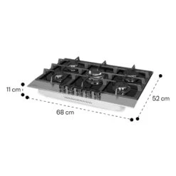 Alchemist 5 Zonen Gaskochfeld Aluminium-Brenner Glaskeramik Schwarz -Klarstein 10034970 yy 0011 dimensions
