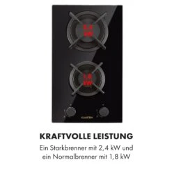 Goldflame Domino Gaskochfeld 2-flammig Messing-Brenner Glaskeramik -Klarstein 10034971 de 0006 logo