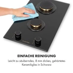 Goldflame Domino Gaskochfeld 2-flammig Messing-Brenner Glaskeramik -Klarstein 10034971 de 0008 logo