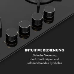 Goldflame 4 Gaskochfeld 4-flammig Messing-Brenner Glaskeramik Schwarz -Klarstein 10034972 de 0004 logo