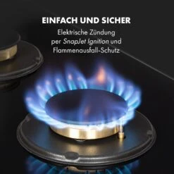 Goldflame 4 Gaskochfeld 4-flammig Messing-Brenner Glaskeramik Schwarz -Klarstein 10034972 de 0005 logo
