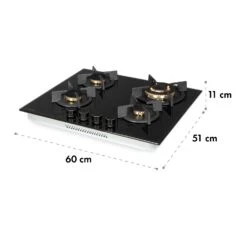 Goldflame 4 Gaskochfeld 4-flammig Messing-Brenner Glaskeramik Schwarz -Klarstein 10034972 yy 0010 logo Klarstein Goldflame 4 Gaskochfeld 4 flammig