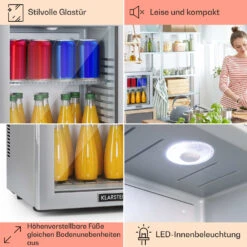 Brooklyn 24 Mini-Kühlschrank Glastür LED Ablage -Klarstein 10035224 DE 0005 usp
