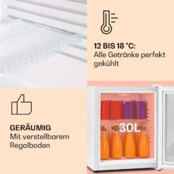Brooklyn 32 Mini-Kühlschrank Glastür LED Ablage 12 Brooklyn 32 Mini-Kühlschrank Glastür LED Ablage -Klarstein 10035225 de 0004 usp