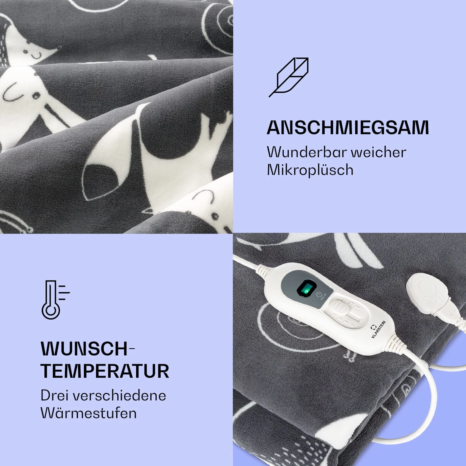 Dr. Watson XXL Heizdecke 3 Stufen Waschbar 200x180cm Coral Fleece 5 Dr. Watson XXL Heizdecke 3 Stufen Waschbar 200x180cm Coral Fleece – Bild 3