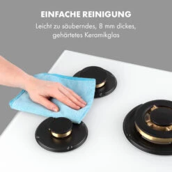 Goldflame 5 Gaskochfeld 5-flammig Messing-Brenner Glaskeramik -Klarstein 10035615 de 0008 logo