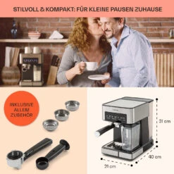 Arabica Comfort Espressomaschine 1350W 20 Bar 1,8l Touch-Bedienfeld 13 Arabica Comfort Espressomaschine 1350W 20 Bar 1,8l Touch-Bedienfeld -Klarstein 10035655 de 0005 usp