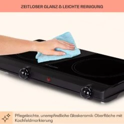 Cookbuddy Doppel-Kochfeld 2400W 5 Leistungsstufen Glaskeramik 17 Cookbuddy Doppel-Kochfeld 2400W 5 Leistungsstufen Glaskeramik -Klarstein 10035705 de 0007 usp