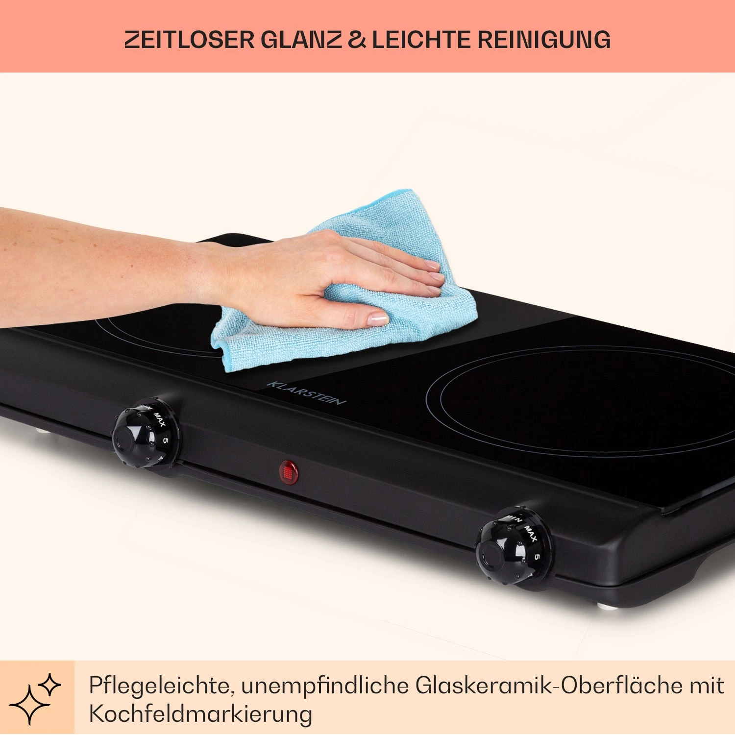 Cookbuddy Doppel-Kochfeld 2400W 5 Leistungsstufen Glaskeramik 9 Cookbuddy Doppel-Kochfeld 2400W 5 Leistungsstufen Glaskeramik – Bild 7