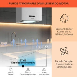 Kronleuchter Smart Inselabzugshaube 595m³/h App-Steuerung LED-Panel -Klarstein 10035709 de 0003 usp