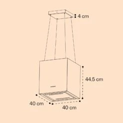 Kronleuchter Smart Inselabzugshaube 595m³/h App-Steuerung LED-Panel -Klarstein 10035709 yy 0011 dimensions