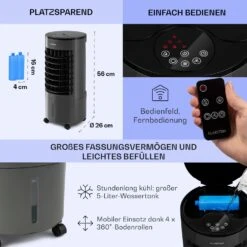 Skypillar 3-in-1 Luftkühler Ventilator 5L Fernbedienung Touch-Panel -Klarstein 10035795 de 0006 usp