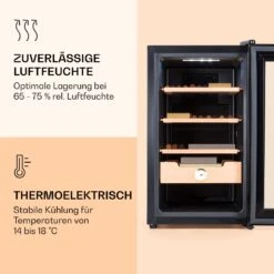 Klarstein El Presidente 48 Zigarren-Humidor 48L 3 Einschübe 1 Fach Zedernholz -Klarstein 10036103 de 0004 logo
