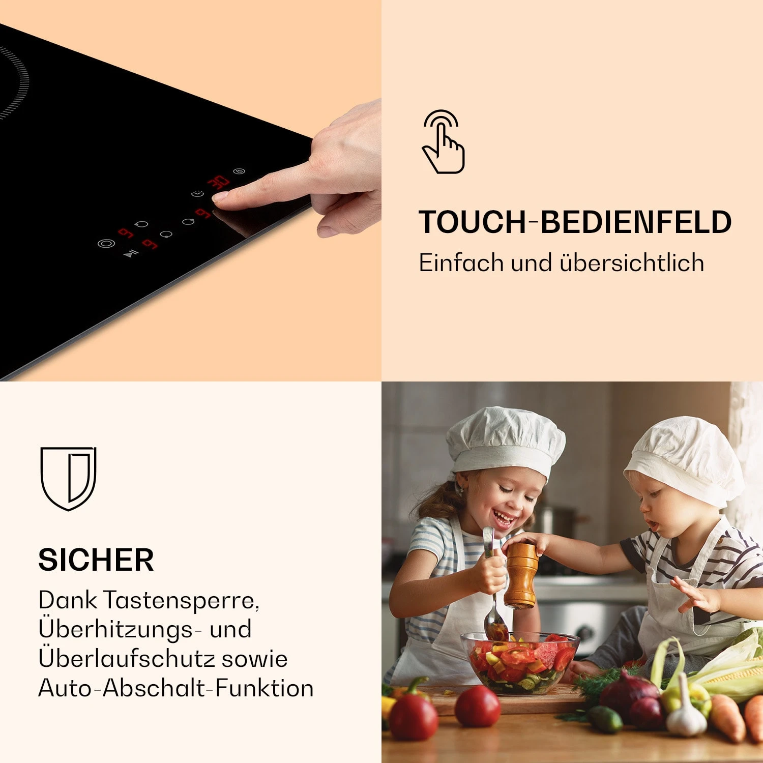 Virtuosa 3 Slim Kochfeld 3 Felder 5000 W Dualzone Timer Keramik 6 Virtuosa 3 Slim Kochfeld 3 Felder 5000 W Dualzone Timer Keramik – Bild 4