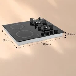 MultiChef 4 Kombi-Gaskochfeld Gas/Glaskeramik 4 Zonen -Klarstein 10036337 yy 0011 dimensions