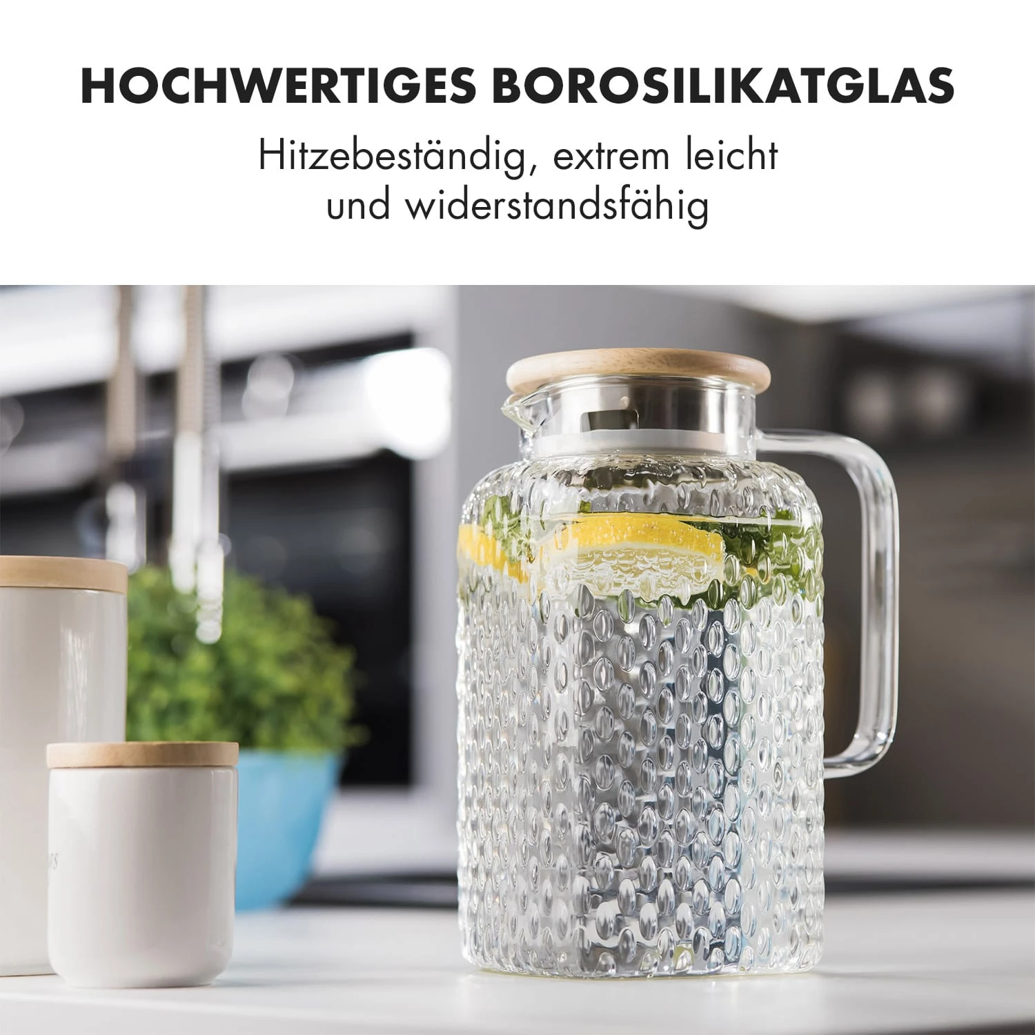 Glaswerk Livenza Wasserkrug 1,5 Liter Borosilikatglas Edelstahlsieb Deckel 5 Glaswerk Livenza Wasserkrug 1,5 Liter Borosilikatglas Edelstahlsieb Deckel – Bild 3