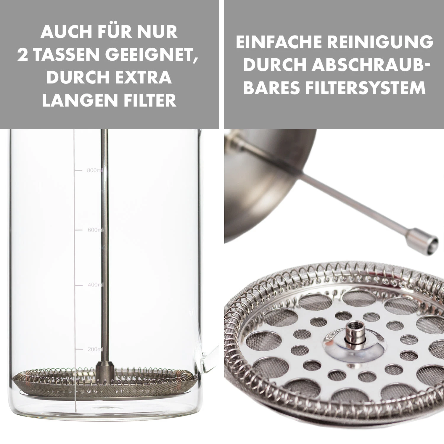 Glaswerk Ristretto French Press 1 Liter Borosilikatglas Edelstahl Walnussholz 8 Glaswerk Ristretto French Press 1 Liter Borosilikatglas Edelstahl Walnussholz – Bild 6