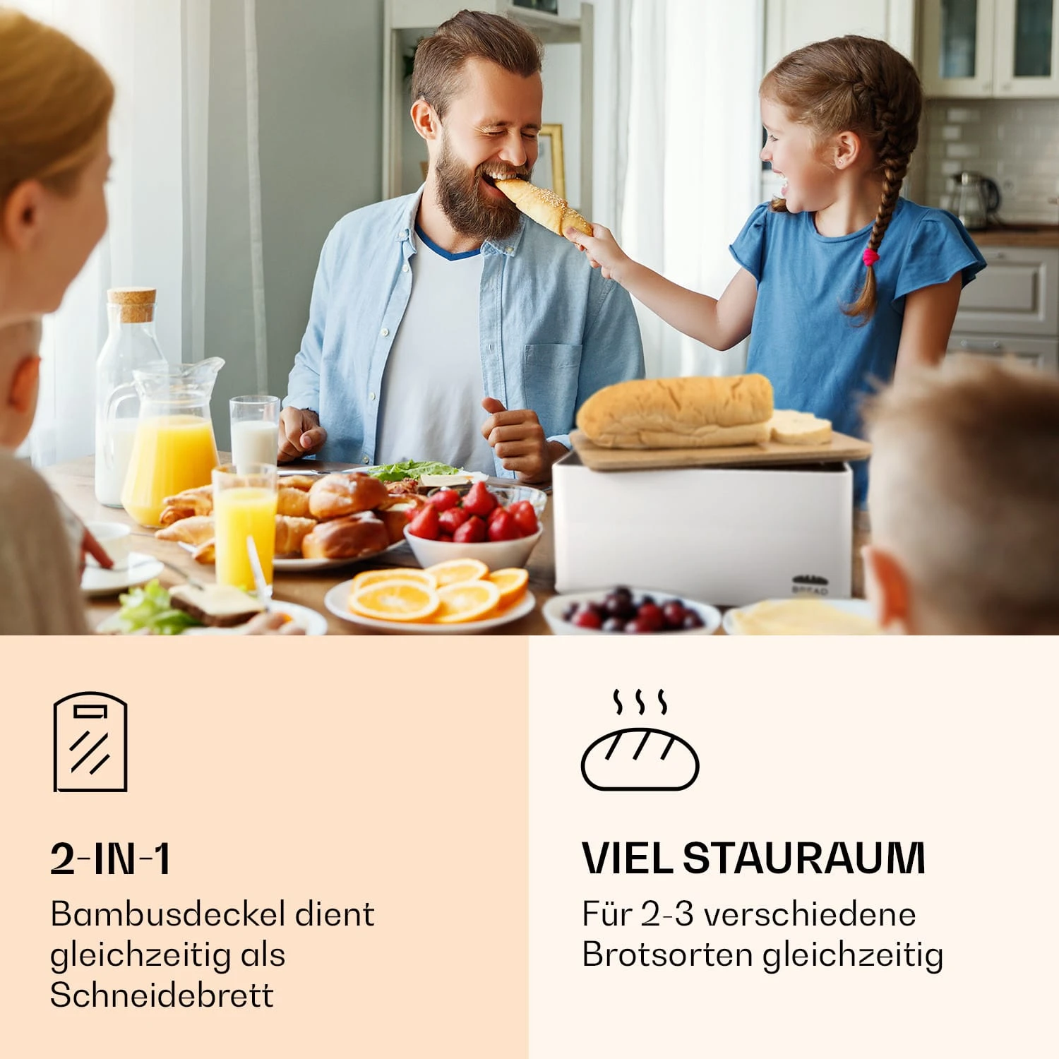 Oklahoma Brotkasten Metall 35,5x15,5x23 Cm Bambus-Deckel Schneidebrett 5 Oklahoma Brotkasten Metall 35,5x15,5x23 Cm Bambus-Deckel Schneidebrett – Bild 3