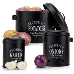 Georgia Vorratsbehälter 3er-Set Emaille-Stahlblech Vintage Rostfrei