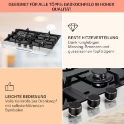 Alchemist 3 Gaskochfeld 3-flammig Aluminium-Brenner Glaskeramik 14 Alchemist 3 Gaskochfeld 3-flammig Aluminium-Brenner Glaskeramik -Klarstein 10037804 de 0004 usp