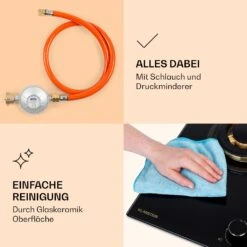 Goldflame 3 Gaskochfeld 3-flammig Messing-Brenner Glaskeramik -Klarstein 10037805 de 0006 logo