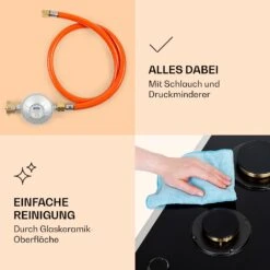 Goldflame Domino Prime Gaskochfeld 2-flammig Messing-Brenner Glaskeramik -Klarstein 10037806 de 0006 logo