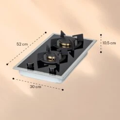 Goldflame Domino Prime Gaskochfeld 2-flammig Messing-Brenner Glaskeramik -Klarstein 10037806 yy 0007 logo