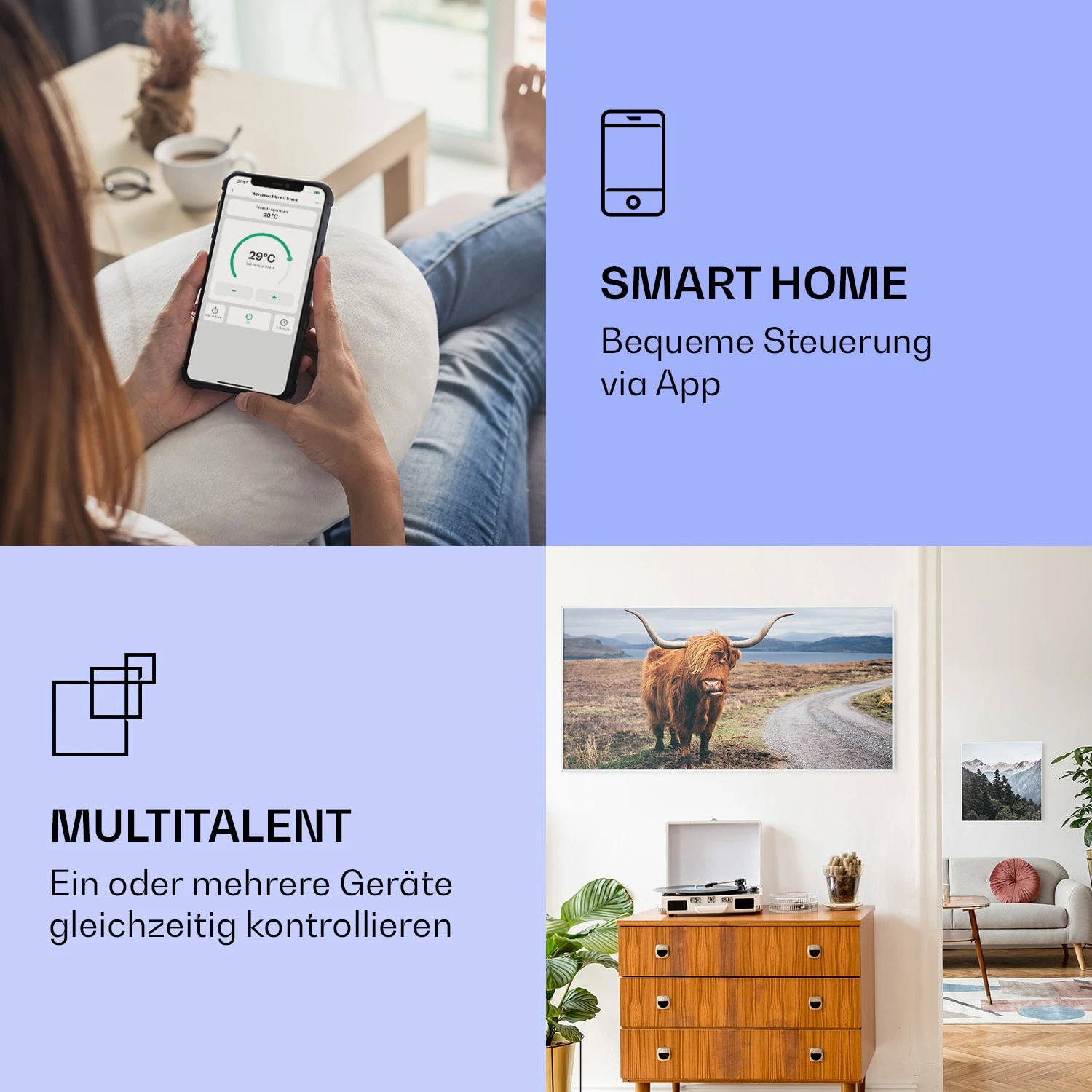 Wonderwall Air Art Smart Infrarotheizung Kuh 120x60cm 700W 4 Wonderwall Air Art Smart Infrarotheizung Kuh 120x60cm 700W – Bild 2