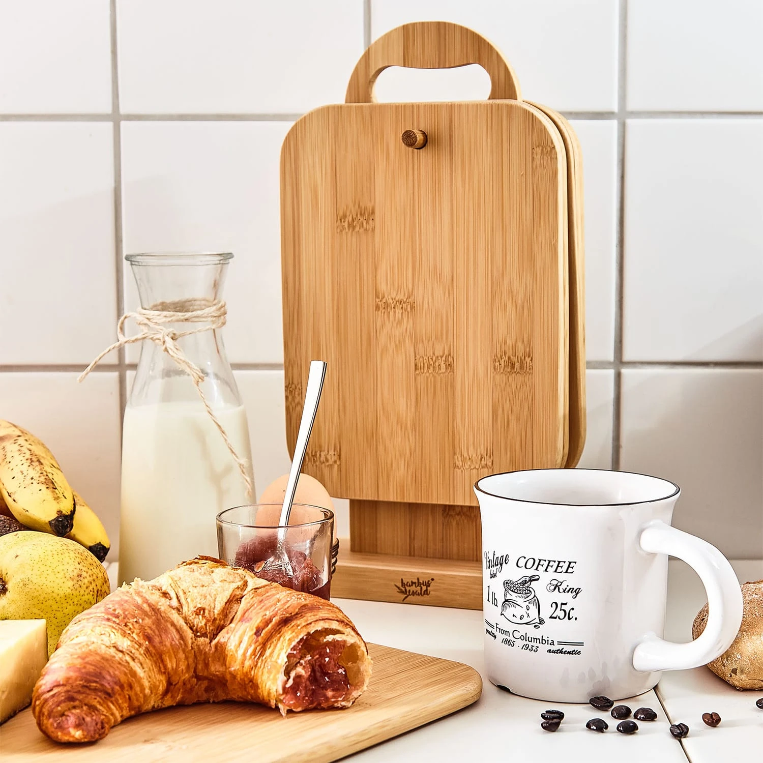 6er-Set Bambus-Frühstücksbrett Mit Ständer 22 X 0,9 X 16 Cm (BxHxT) Pflegeleicht 4 6er-Set Bambus-Frühstücksbrett Mit Ständer 22 X 0,9 X 16 Cm (BxHxT) Pflegeleicht – Bild 2