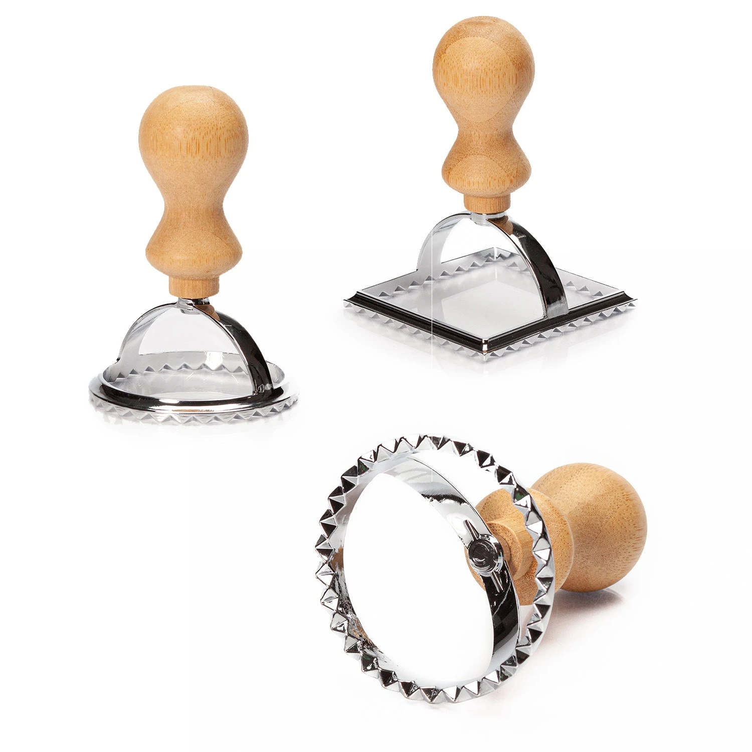 Ravioli Ausstecher 3er Set 3 Größen Rund & Eckig Metall Bambus 8 Ravioli Ausstecher 3er Set 3 Größen Rund & Eckig Metall Bambus – Bild 6