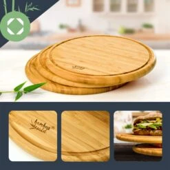 3er-Set Bambus-Frühstücksbrett Rund 25 X 1,6 X Cm (ØxH) Pflegeleicht -Klarstein 10038082 yy 0003 logo