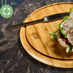 3er-Set Bambus-Frühstücksbrett Rund 25 X 1,6 X Cm (ØxH) Pflegeleicht -Klarstein 10038082 yy 0005 logo