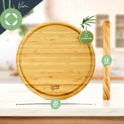 3er-Set Bambus-Frühstücksbrett Rund 25 X 1,6 X Cm (ØxH) Pflegeleicht -Klarstein 10038082 yy 0006 logo