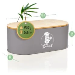 Rök Brotbox Metallblech Bambusdeckel 33,5 X 13 X 18 Cm (BxHxT) Oval -Klarstein 10038118 yy 0007 logo