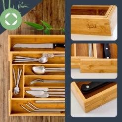 Besteckkasten 5-7 Fächer Max. 40 X 5 X 35,5 Cm Bambus -Klarstein 10038140 yy 0002 logo