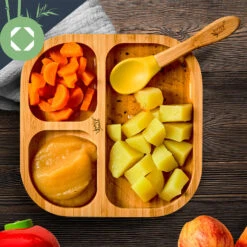 Kindergeschirr Bambusteller & Löffel 250 Ml Saugnapf 18 X 18 Cm -Klarstein 10038162 yy 0005 logo