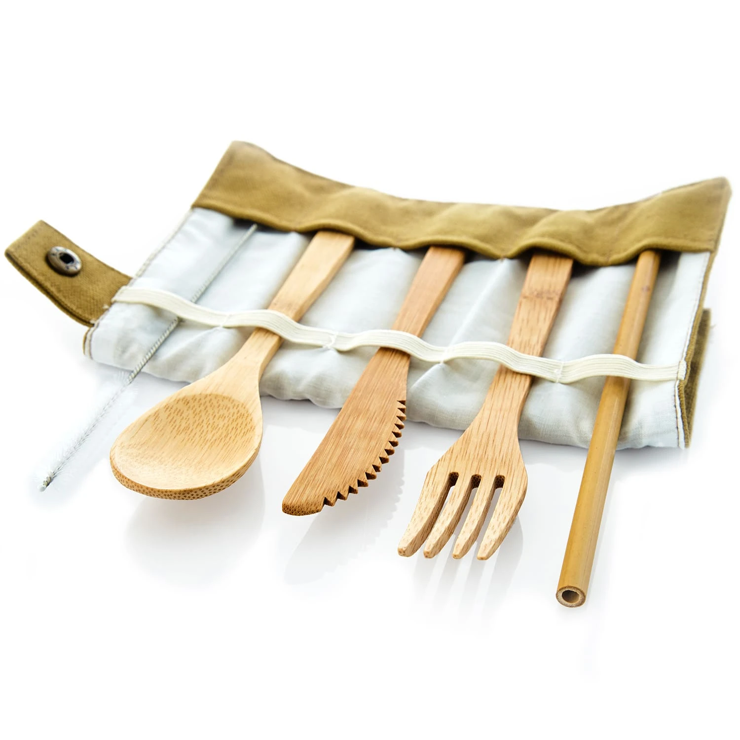 Reisebesteck In Brauner Tasche 5-teilig Zusammenrollbar Bambus 5 Reisebesteck In Brauner Tasche 5-teilig Zusammenrollbar Bambus – Bild 3