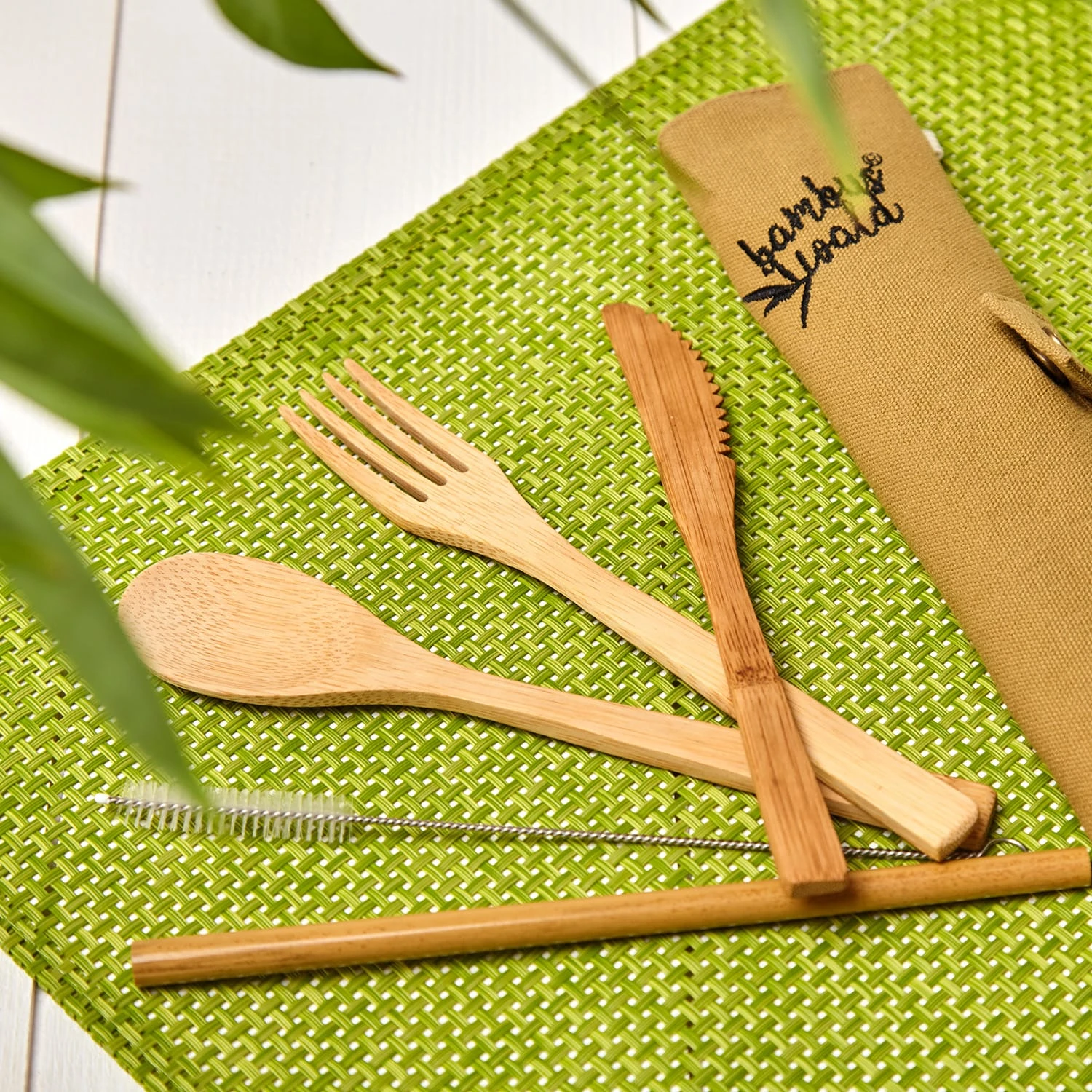 Reisebesteck In Brauner Tasche 5-teilig Zusammenrollbar Bambus 7 Reisebesteck In Brauner Tasche 5-teilig Zusammenrollbar Bambus – Bild 5