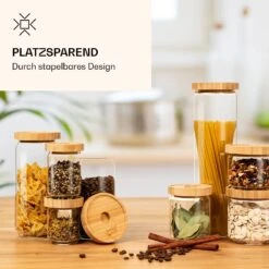 Stapelglas Mit Bambusdeckel 1700 Ml Stapelbar Luftdicht -Klarstein 10038240 de 0003 logo