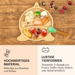 Kindergeschirr Bambusteller & Löffel 250 Ml Inkl. Saugnapf 18 X 18 Cm -Klarstein 10038285 de 0004 logo