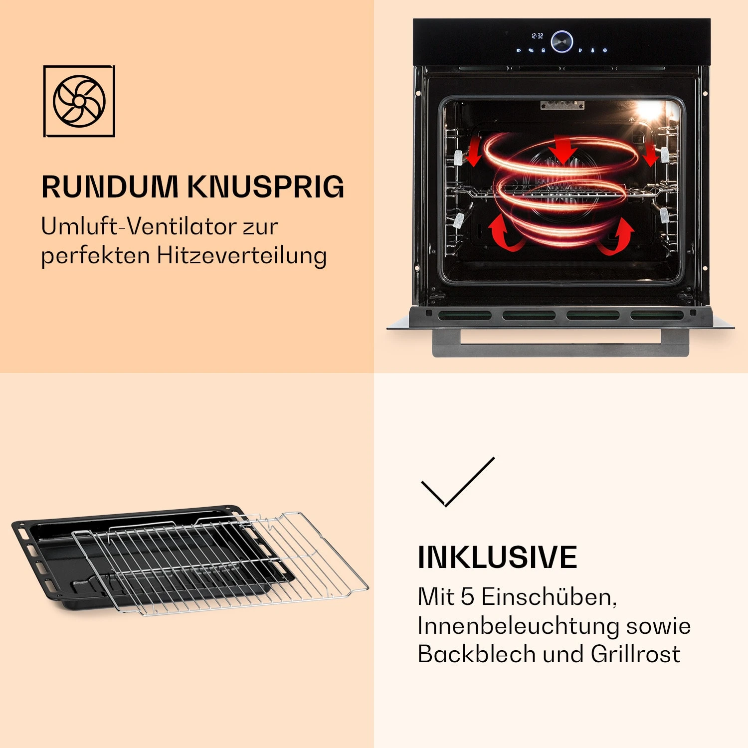 Illuminosa Smart Einbaubackofen 2800W 11 Funktionen App-Steuerung 8 Illuminosa Smart Einbaubackofen 2800W 11 Funktionen App-Steuerung – Bild 6