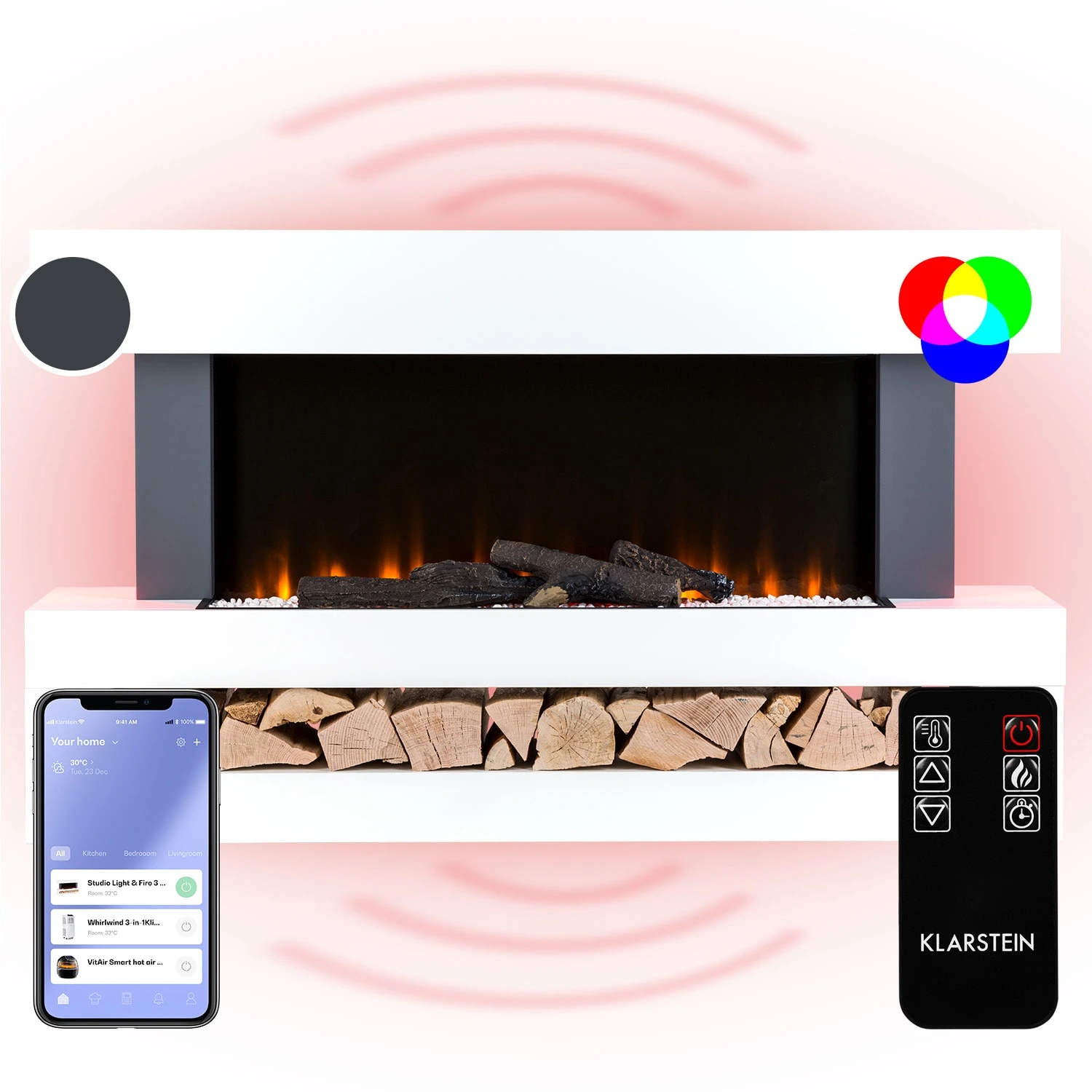 Studio Light & Fire 3 Smart Kamin 1000/2000W MDF WiFi-Steuerung 3 Studio Light & Fire 3 Smart Kamin 1000/2000W MDF WiFi-Steuerung